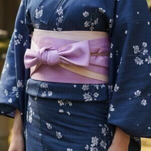 Lavender Yukata Obi Belt Reversible Casual Hanhaba Obi Japanese Summer Kimono